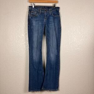 Vtg Y2K Womens Flare Jeans 29L Low Rise Bootcut Cowgirl Embroidered‎